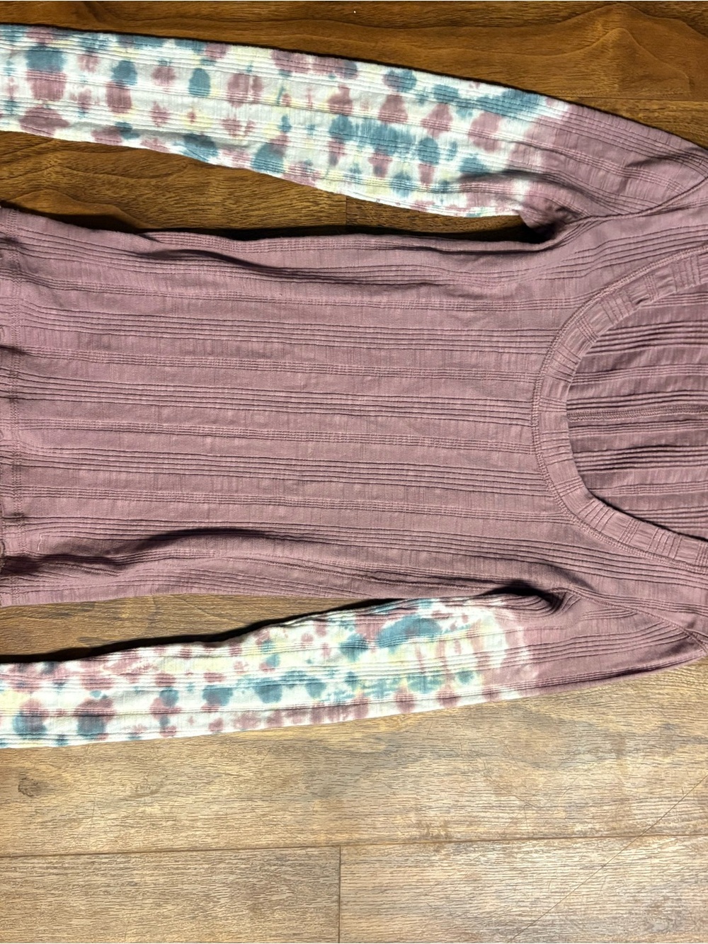 Free People Big Sur Ribbed Tie Dye Long Sleeve Top Size XS Mauve
